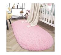 WEOKDFHA Bay Window Mat Oval Carpet For Living Room Furry Sofa Area Rugs Bedroom Bedside Rug Soft Plush Mat Home Decor Grey(Pink,140x200cm 55x78in)