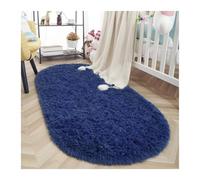 WEOKDFHA Bay Window Mat Oval Carpet For Living Room Furry Sofa Area Rugs Bedroom Bedside Rug Soft Plush Mat Home Decor Grey(Blue 2,140x200cm 55x78in)