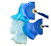 WEOKDFHA Belly Dance Fan 1 Pair Real Silk Belly Dance Veils Classic Size Fan Veil Dancer Preformance Show for Dancers(Color 9,S-120x90cmReal Silk)