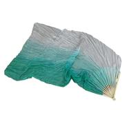 WEOKDFHA Belly Dance Fan Dance Silk Veil One Pair Women Belly Performance Props Costume Accessory Hand Dye 180cm Flowy Fan Extra Long for Dancers(Black Grey,120cm-Kids Size)