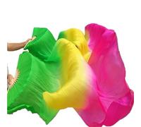 WEOKDFHA Belly Dance Fan Real Silk Fan For Women Belly Dancing Performance Fans Gradient Color Dancer Practice Long 1 Pair for Dancers(Color 13,150x90cm)