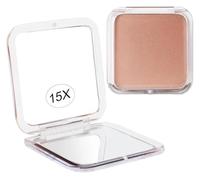 WEOKDFHA Compact Makeup Mirror Compact 15X Magnifying Makeup Mirror For Travel Small Pocket Mirror-Handheld, Foldable Portable 2-Sided For Purses(Khaki)