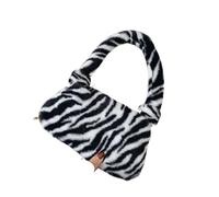 WEOKDFHA Fluffy Tote Bag Women Print Mini Shoulder Bags Female Winter Plush Underarm Leopard Zebra Pattern Fluffy Tote Small Purses(Type D)