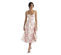 WEOKDFHA Halter Floral Dress Women Summer Print Sexy Backless Sleeveless Club Party Dresses Streetwear Casual Slim Elegant Dress(M) Pink