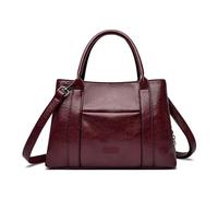 WEOKDFHA Leather Tote Bag Ladies' Tote Bag, Large-capacity Genuine Leather Texture Handbag, Simple Commuting Single-shoulder, Retro Women's For Women(Wine Red)