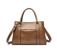 WEOKDFHA Leather Tote Bag Ladies' Tote Bag, Large-capacity Genuine Leather Texture Handbag, Simple Commuting Single-shoulder, Retro Women's For Women(Khaki)