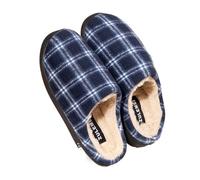 WEOKDFHA Mens Slippers Men's Striped Warm House Cozy Non-slip Plaid Cotton Mops Couples Slippers Winter Soft Indoor Bedroom Couples Shoes(Blue,40-41)