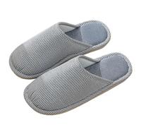 WEOKDFHA Mens Slippers Plus Size 46-47 Autumn Winter Striped Print Men Women Slippers Man Slip On Girls Ladies Flat Basic Home Shoes(Blue,Mark44-45(fit43-44))