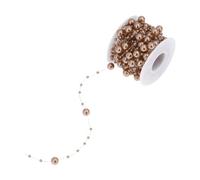 WEOKDFHA Pearl Beads String 10 M/Roll Artificial Pearls String Beads Chain Garland Flowers Pearl Beaded Trim for DIY Wedding Party Decor 8mm and 3mm for Decoration(LightCoffee)