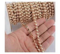 WEOKDFHA Pearl Beads String 3Yards 6mm Width Half Round Flatback Imitation Pearl Beads Chain Sewing Trim Cake Decoration Makeup and Wedding Arrangements for Decoration(Rose Gold)