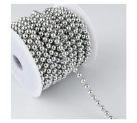 WEOKDFHA Pearl Beads String 3Yards 6mm Width Half Round Flatback Imitation Pearl Beads Chain Sewing Trim Cake Decoration Makeup and Wedding Arrangements for Decoration(Silver)