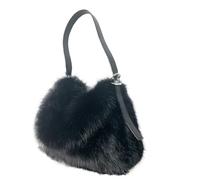 WEOKDFHA Plush Bag Plush Shoulder Bag Casual Temperament Large Capacity Underarm Women's Fur Handbag for Women(Black)