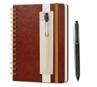 WEOKDFHA Spiral Notebook Lined Spiral Journal, 5.7"x 8.27", 160 Pages/80 Sheets, Hardcover with Pen Holder &, A5 Notebook for Writing, Note Taking(Brown)
