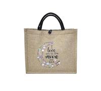 WEOKDFHA Tote Linen Bags Letter Print Linen Tote Bag Portable Reusable Top Handle Beach Handbag Large Capacity Shopping(Brown03)