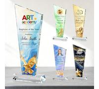 weokooly Personalised Crystal Trophy Award, Custom Awards Trophies with Text Logo Photo for Football, Corporate, Sports, Academic Events, Thank you Gifts, Custom Plaque (Full Color Crystal)