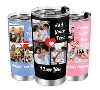weokooly UNIQUILLING Personalised Travel Mug with Picture & Text & Logo-Personalised Gifts for Dad Mom Grand Dad Friend Birthday-Coffee Travel Mug with Photo 20Oz (3 Photo)