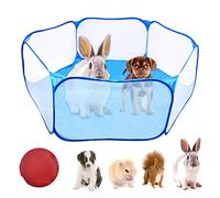 WEONE Portable Small Animals Playpen, Foldable Pet Pens, Breathable & Transparent Pet Exercise Fence for Guinea Pigs, Rabbits, Hamsters, Chinchillas, Hedgehogs, Cats - Blue