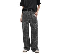 WEOPLKIN Leopard Jeans Unisex Casual Pants Jeans Leopard Print Hip Hop Wide Leg Straight High Waisted with Pockets Button-Zipper Closure Soft Streetwear for Young Flared Jeans