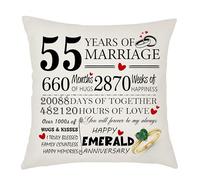 Weosan 55th Anniversary Cushion Cover Gift for Wife Husband Pillow Case 55th Wedding Anniversary Keepsake Present 55 Years of Marriage Gift Emerald Anniversary 45x45cm