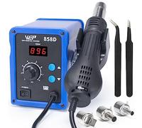 WEP 858D Hot Air Rework Soldering Station with Temperature Control, Adjustable Air Volume, Digital Display for SMD Soldering with 3 Extra Hot Air Nozzles