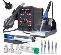 WEP 8786D-I SE Hot Air Soldering Station Kit 2-in-1 for Rework, Desoldering with Lead-Free Solder Wire, 5 Soldering Tips, 3 Hot Air Nozzles,Tweezers, Desoldering Pump