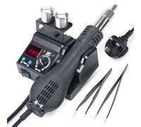WEP 8858-V Hot Air Soldering Station Kit with Compact Size, Integrated Nozzle Holder, 3 Nozzles, 2 Tweezers, Adjustable Temperature& Air Volume, PID Program, °C/°F Conversion and More (UK Plug)