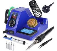 WEP 926LED V3 Blue Soldering Station 130W MAX Soldering Iron Kit with Solder Wire, 5 Soldering Tips, Tweezers, Solder Sucker, Tip Cleaner, Temperature Control, Sleep Mode(UK)