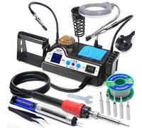 WEP 927-IV V1 Soldering Iron Station Kit 110W with 3 Preset Channels, Sleep Mode, LED Magnifier, 5 Extra Iron Tips, Tip Cleaner, 2 Helping Hands, Tip Storage Slots, Solder Wire, Tweezers (UK)