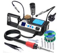 WEP 927-IV V2 Soldering Iron Station Kit 110W with 3 Preset Channels, Sleep Mode, 5 Extra Iron Tips, Tip Cleaner, 2 Helping Hands, Tip Storage Slots, Solder Wire, Tweezers (UK)
