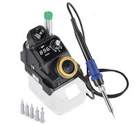 WEP 937D-I 2 Cordless Soldering Iron Kit Compatible with Makita 20V/18V Battery, with Integrated Iron Holder, Digital Display, 6 Soldering Tips, Adjustable Temperature, Auto Sleep & Shutdown