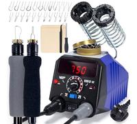 WEP 939D-VI Dual Pen Pyrography Wood Burning Tool Set 250-750℃ A/B Toggle Wood Burning Tool with 2 Detachable Pens, 20 Wood burner Tips, Dual-Barrel Holder Suitable for Pyrography, Leather Burning Kit