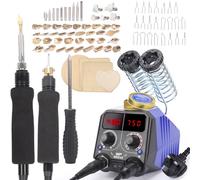 WEP 939D-VII 2-in-1 Wood Burning Kit 84-in-1 with 51 Solid Points and 23 Wire Nibs Wood Burner with 2 Letter Number Stencils, 6 Unfinished Wood, 1 Pen Holder, Pyrography kit (UK Plug)