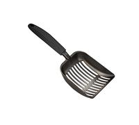 WePet Cat Litter Scoop, Non-Stick Plated Aluminum Alloy Sifter, Kitty Durable Metal Scooper, Deep Shovel, Long Handle, Kitten Pooper Lifter, Size Medium, Coated Black Body with Black Handle