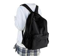 WEPOET Middle School Backpack for Teen Girls,Cute College Backpack for Women,High School Bag,Casual Travel Rucksack,Bookbag, A1-black, L, Simple Black Backpack