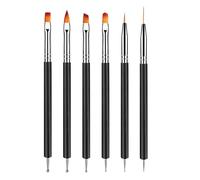 Weppduk Brush Set, Brush Set | 6 Pieces Double Sided Painting Brushes, Nail Dotting Tools, Fine Liner Brush, Point Drill Drawing Tools for Home Salon Use