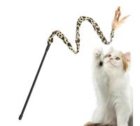 Weppduk Cat Teaser Stick Toy - Interactive Teasing Wand Cat Teasers With Feather - Funny Leopard Print Kitten Teaser Wand Cat Feather Toy for Indoor Cats Cats Kittens
