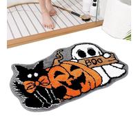 Weppduk Halloween Bath Mat - Practical Ghost Black Cat Front Door Mat | Non-Slip Welcome Mat Soft Indoor Home Halloween Decoration
