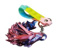 Weppduk - Printed Moving Dragon Keychain, Moving Dragon Keyring, Printed Chinese Dragon Keychain | Rainbow Mother of Pearl Colours, Movable, E Blue Red, Siehe Beschreibung