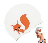Weppduk Silicone Swimming Cap Bathing Cap for Women - Cartoon Unisex Fox Pattern Shower Hat Waterproof Non-Slip Pool Accessories for Long Short Hair Shower Swimming