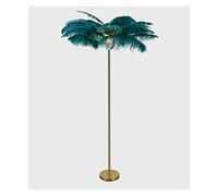 Wepread Feather Led Floor Lamp, Ostrich Feather Stand Lamp, Luxurious Simple Creative Wrought Iron Villa/Office/Hotel Decor Lighting Romantic Living Room Study Bedroom (Color : Blue)