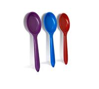 WePrep Mixing Spoon | Beautifully Coloured & Perfect for Mixing, Baking, Serving. Great for Both Adult & Kids Kitchens - Set of 3, Red, Dark Blue & Purple