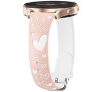 Wepro 20mm Cute Thin Engraved Silicone Band for Samsung Watch 7 Bands for Galaxy Watch 6 5 4 FE Active 2 40mm 44mm 6 4 Classic 43mm 47mm 42mm 46mm 5 Pro 45mm 3 41mm Women Dressy Slim Heart Strap Pink