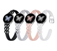 Wepro 20mm Thin Braided Silicone Band for Samsung Watch Bands Women for Galaxy Watch 7 Band 6 5 4 FE 40mm 44mm 6 4 Classic 43mm 47mm 42mm 46mm Watch 5 Pro 45mm 3 41mm Active 2 Slim Lace Heart Strap
