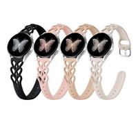 Wepro 20mm Thin Braided Silicone Bands for Samsung Watch Bands Women for Galaxy Watch 7 Band 6 5 4 FE 40mm 44mm 6 4 Classic 43mm 47mm 42mm 46mm Watch 5 Pro 45mm 3 41mm Active 2 Slim Lace Heart Strap