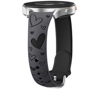 Wepro 20mm Thin Engraved Silicone Band for Samsung Galaxy Watch 7 Band 6 5 4 FE Active 2 40mm 44mm for Samsung Watch Bands 6 4 Classic 43mm 47mm 42mm 46mm 5 Pro 45mm Women Slim Cute Heart Strap Black