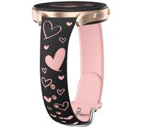 Wepro 20mm Thin Engraved Silicone Band for Samsung Galaxy Watch 7 Band 6 5 4 FE Active 2 40mm 44mm for Samsung Watch Bands 6 4 Classic 43mm 47mm 42mm 46mm 5 Pro 45mm Women Slim Heart Strap Black-Pink