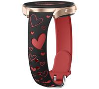 Wepro 20mm Thin Engraved Silicone Band for Samsung Galaxy Watch 7 Band 6 5 4 FE Active 2 40mm 44mm for Samsung Watch Bands 6 4 Classic 43mm 47mm 42mm 46mm 5 Pro 45mm Women Slim Heart Strap Black-Red