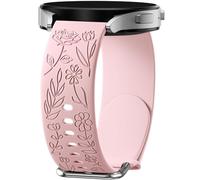 Wepro Floral Engraved Strap Compatible with Samsung Galaxy Watch 6/5/4/7, Silicone 20mm Band for Watch 3/5 Pro, Pink
