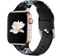 Wepro Replacement Strap Compatible with Apple Watch Strap 41mm 40mm 38mm 42mm, Pattern Printed Soft Silicone Wrist Bands for Apple Watch SE/Ultra/Ultra 2/iWatch Series 10/9/8/7/6/5/4/3/2, Grey Floral
