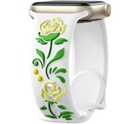 Wepro Silicone Bands for Apple Watch Band Series 9 41mm SE 3 2nd Gen 40mm 11 10 42mm 38mm for iWatch Bands for Women Series 3 8 7 6 5 4 2 1 Summer Cute Engraved Dressy Band 3D Floral Embossed, White
